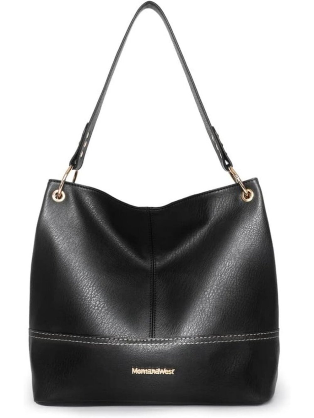 Women's Black Vegan Leather Tote Satchel Handbag Top Handle Crossbody Bag